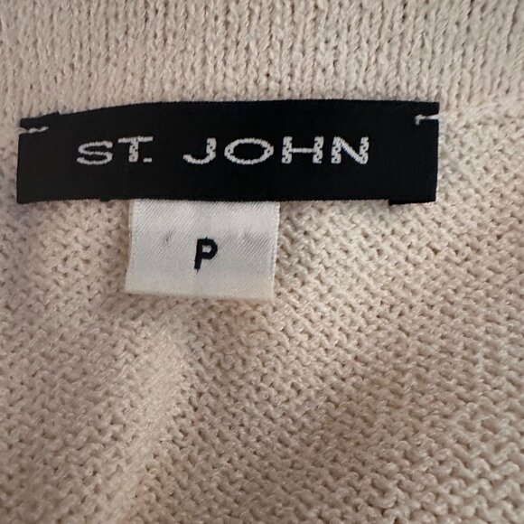 St John Collection Santana Knit Jacket & Shell Set Cream Black Red Trim Sz 4 - Picture 9 of 10